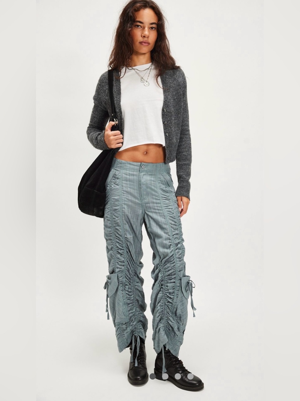 NWT FREE PEOPLE WE THE FREE SCORPIO SHIRRED MID RISE PANTS